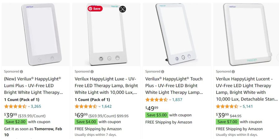 Happy lights that come up first in an Amazon search.